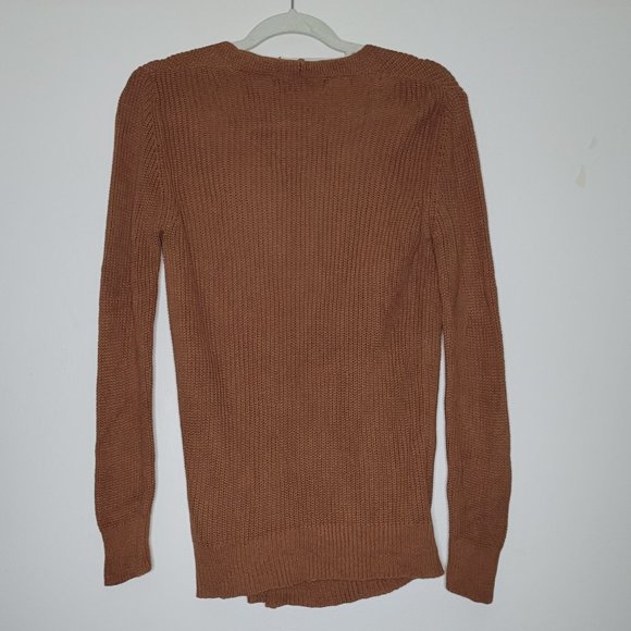 Forever 21 Sweater Womens Small Brown Faux Wrap V-Neck Casual Autumn - Picture 2 of 9